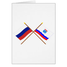 Crossed flags of Russia and Leningrad Oblast Greeting Card