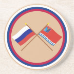 Crossed flags of Russia and Magadan Oblast Drink Coaster