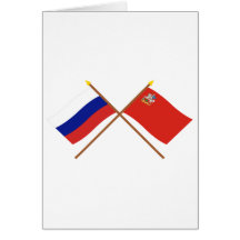 Crossed flags of Russia and Moscow Oblast Card