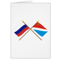 Crossed flags of Russia and Primorsky Krai Cards