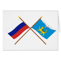 Crossed flags of Russia and Pskov Oblast Cards