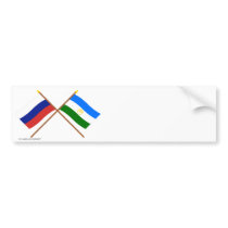 Crossed flags of Russia and Rep. of Bashkortostan Bumper Sticker