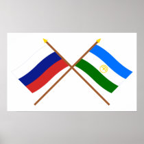 Crossed flags of Russia and Rep. of Bashkortostan Posters
