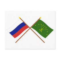 Crossed flags of Russia and Republic of Adygea Post Cards