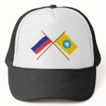 Crossed flags of Russia and Republic of Kalmykia hats