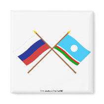 Crossed flags of Russia and Sakha Republic Magnets