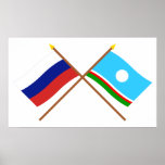 Crossed flags of Russia and Sakha Republic posters