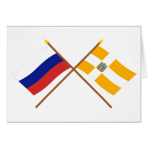 Crossed flags of Russia and Stavropol Krai Card