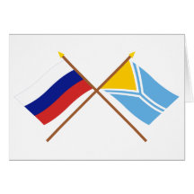 Crossed flags of Russia and the Tyva Republic Greeting Card