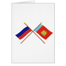 Crossed flags of Russia and Vladimir Oblast Card