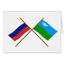Crossed flags of Russia & Khantia-Mansi Auto Okrug Cards