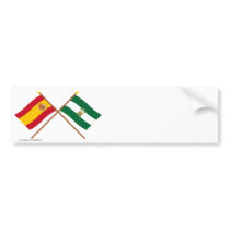 Crossed flags of Spain and Andalucía Bumper Sticker