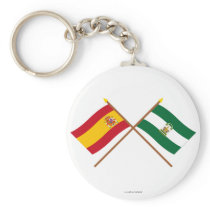 Crossed flags of Spain and Andalucía Keychains