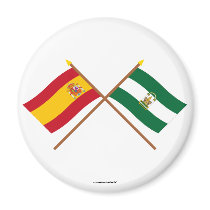 Crossed flags of Spain and Andalucía Fridge Magnet