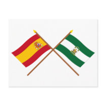 Crossed flags of Spain and Andalucía Postcards
