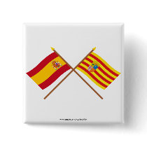Crossed flags of Spain and Aragón Pinback Button