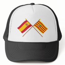 Crossed flags of Spain and Aragón Trucker Hats