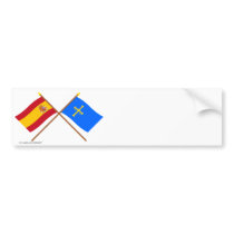 Crossed flags of Spain and Asturias Bumper Sticker