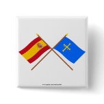 Crossed flags of Spain and Asturias Buttons