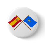 Crossed flags of Spain and Asturias Buttons