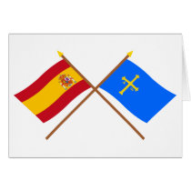 Crossed flags of Spain and Asturias Card