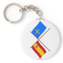 Crossed flags of Spain and Asturias Key Chain