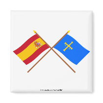 Crossed flags of Spain and Asturias Fridge Magnets