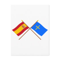 Crossed flags of Spain and Asturias Post Cards