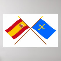 Crossed flags of Spain and Asturias Posters
