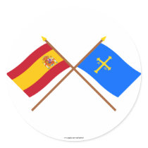 Crossed flags of Spain and Asturias Round Sticker