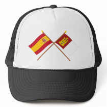 Crossed flags of Spain and Castilla-La Mancha Hats