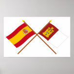 Crossed flags of Spain and Castilla-La Mancha Posters