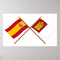 Crossed flags of Spain and Castilla-La Mancha Posters