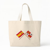 Crossed flags of Spain and Castilla y León Tote Bags