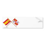 Crossed flags of Spain and Castilla y León Bumper Sticker