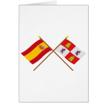 Crossed flags of Spain and Castilla y León Greeting Card