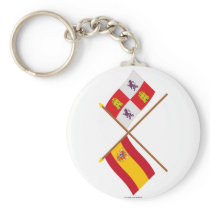 Crossed flags of Spain and Castilla y León Keychains