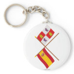 Crossed flags of Spain and Castilla y León Keychains