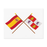 Crossed flags of Spain and Castilla y León Postcards