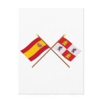 Crossed flags of Spain and Castilla y León Post Card