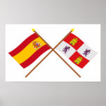 Crossed flags of Spain and Castilla y León Print