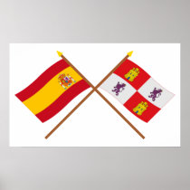Crossed flags of Spain and Castilla y León Print