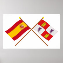 Crossed flags of Spain and Castilla y León Print