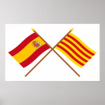 Crossed flags of Spain and Cataluña Posters