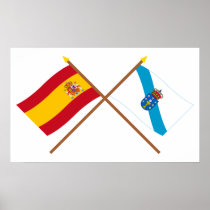 Crossed flags of Spain and Galicia Print