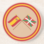 Crossed flags of Spain and País Vasco (Euskadi) Coasters