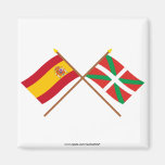 Crossed flags of Spain and País Vasco (Euskadi) Refrigerator Magnet