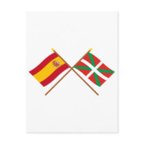 Crossed flags of Spain and País Vasco (Euskadi) Post Card