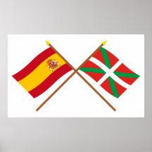 Crossed flags of Spain and País Vasco (Euskadi) Posters