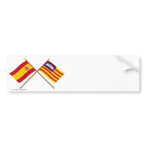 Crossed flags of Spain and the Balearic Islands Bumper Stickers